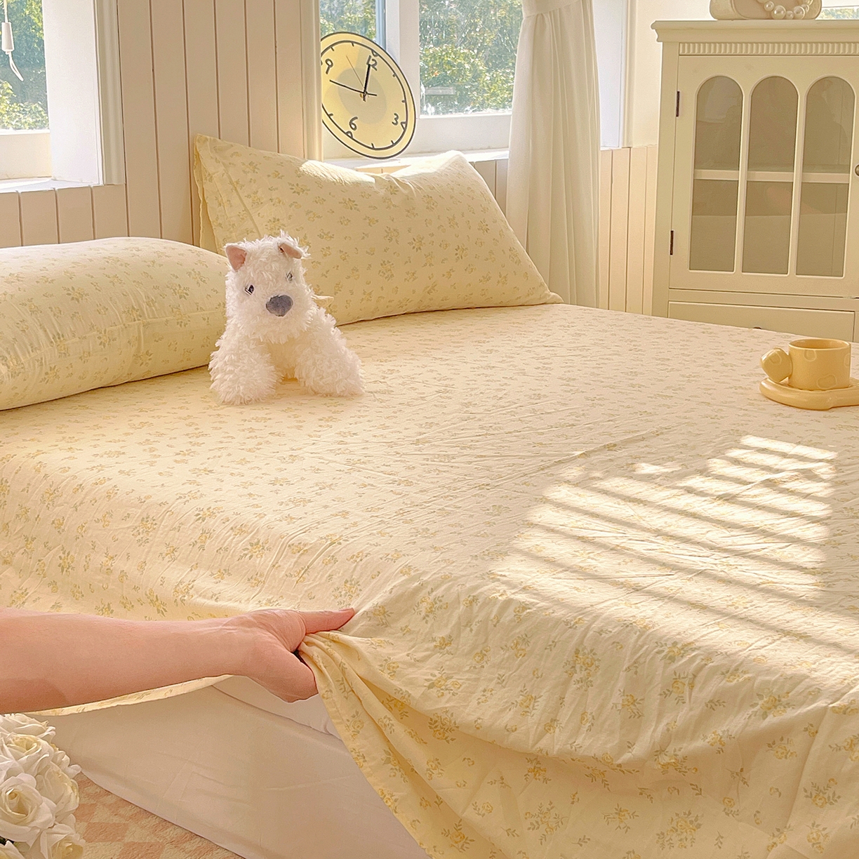 91家纺网 家纺一手货源 找家纺 春皖家纺 2026新款A类全棉有氧双层纱印花四件套单品系列-单床单 晴丝一缕