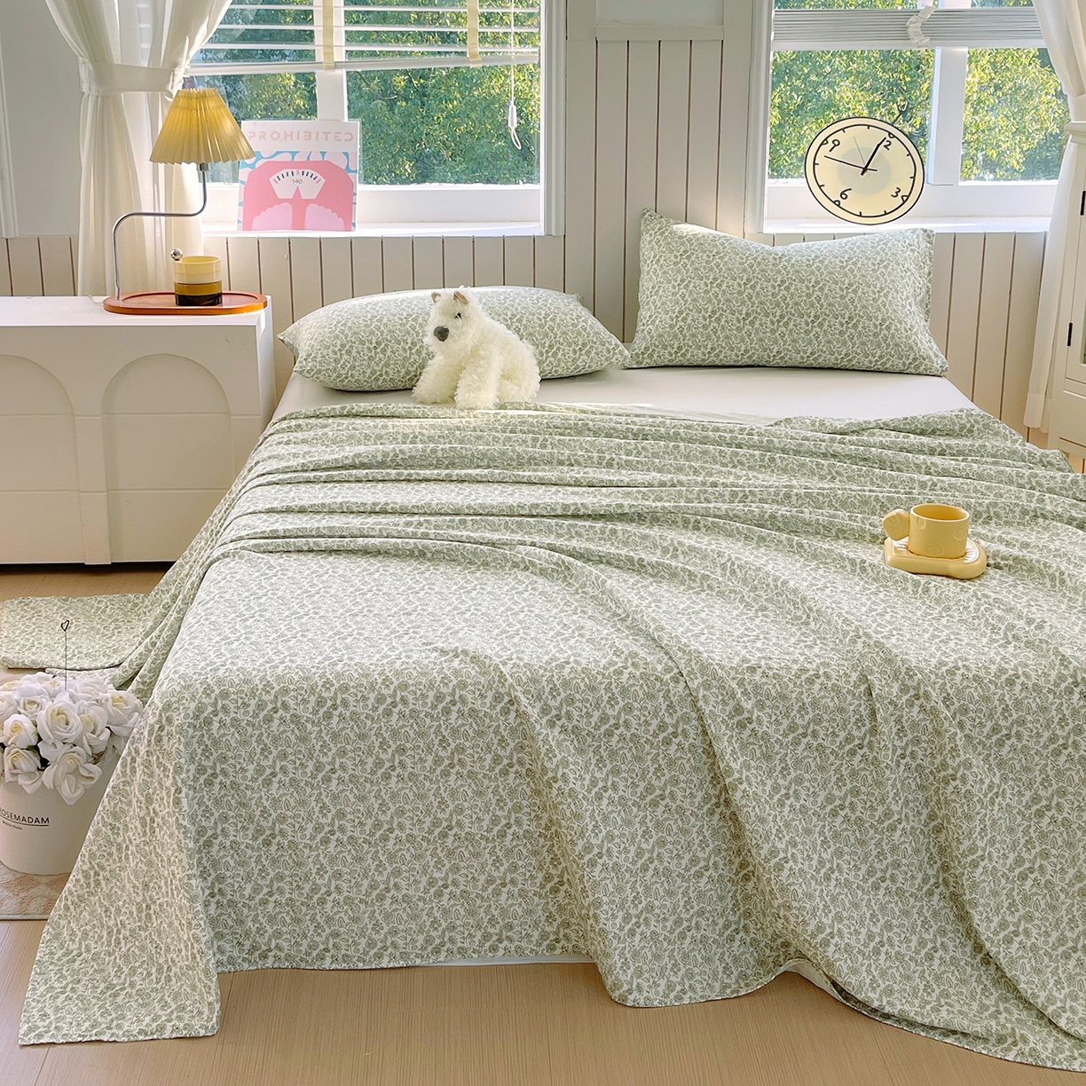 91家纺网 家纺一手货源 找家纺 春皖家纺 2026新款A类全棉有氧双层纱印花四件套单品系列-单床单 暮春