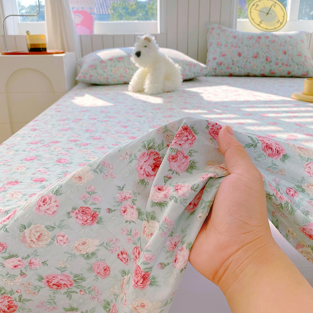 91家纺网 家纺一手货源 找家纺 春皖家纺 2026新款A类全棉有氧双层纱印花四件套单品系列-单床单 桂语兰庭