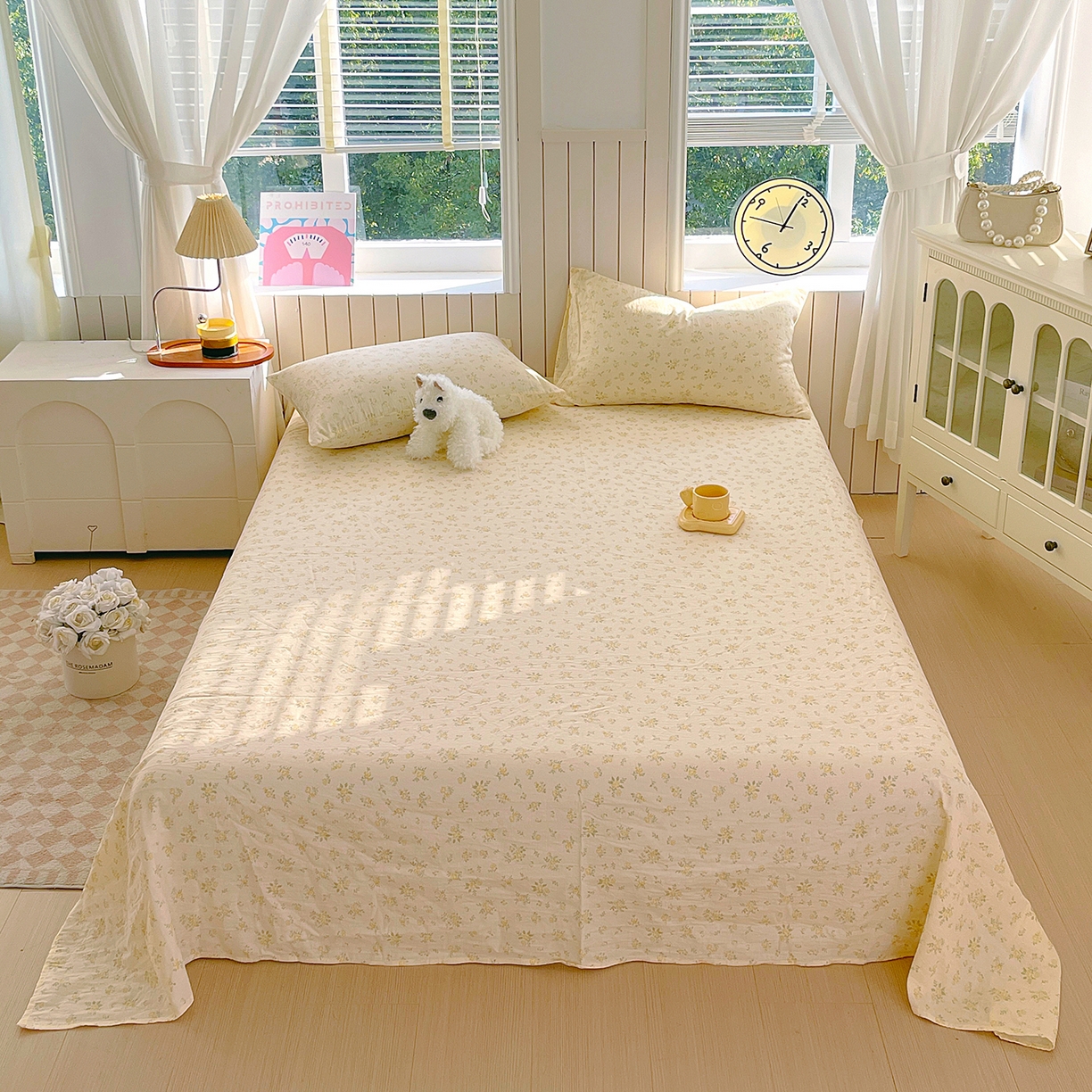 91家纺网 家纺一手货源 找家纺 春皖家纺 2026新款A类全棉有氧双层纱印花四件套单品系列-单床单 晴丝一缕