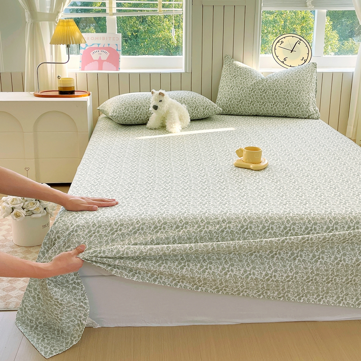 91家纺网 家纺一手货源 找家纺 春皖家纺 2026新款A类全棉有氧双层纱印花四件套单品系列-单床单 暮春