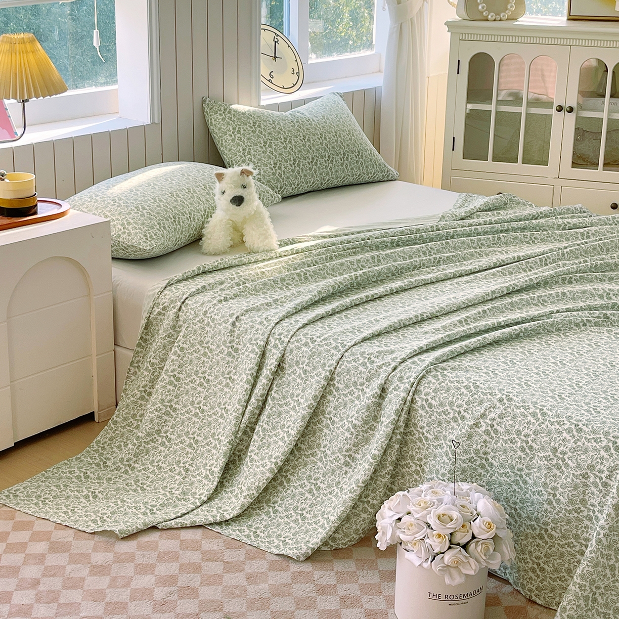 91家纺网 家纺一手货源 找家纺 春皖家纺 2026新款A类全棉有氧双层纱印花四件套单品系列-单床单 暮春