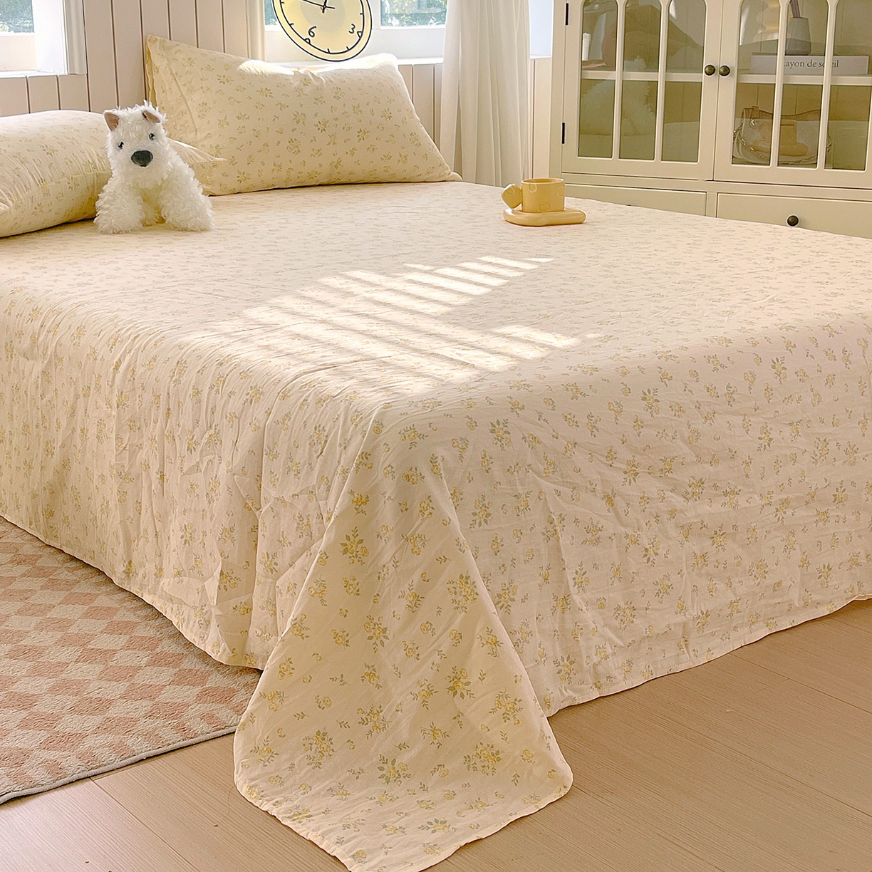 91家纺网 家纺一手货源 找家纺 春皖家纺 2026新款A类全棉有氧双层纱印花四件套单品系列-单床单 晴丝一缕