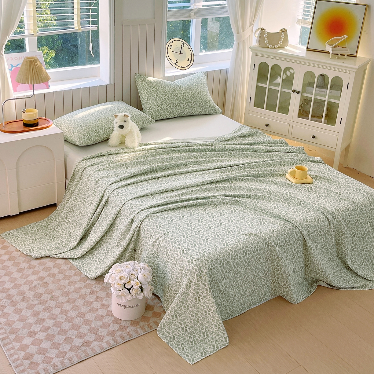 91家纺网 家纺一手货源 找家纺 春皖家纺 2026新款A类全棉有氧双层纱印花四件套单品系列-单床单 暮春