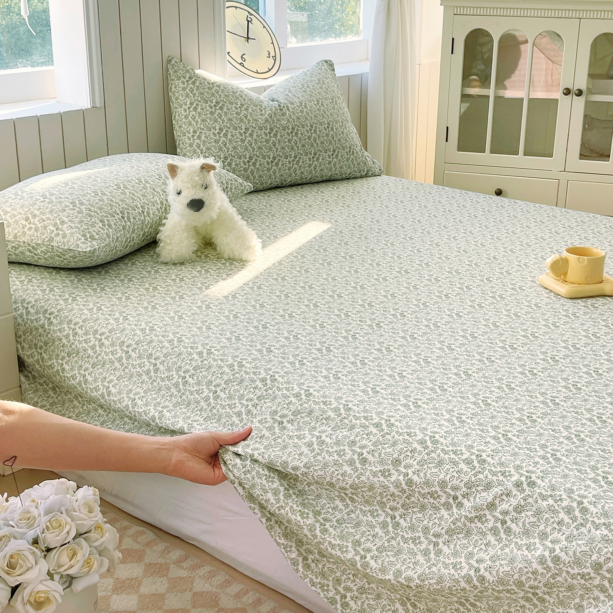 91家纺网 家纺一手货源 找家纺 春皖家纺 2026新款A类全棉有氧双层纱印花四件套单品系列-单床单 暮春