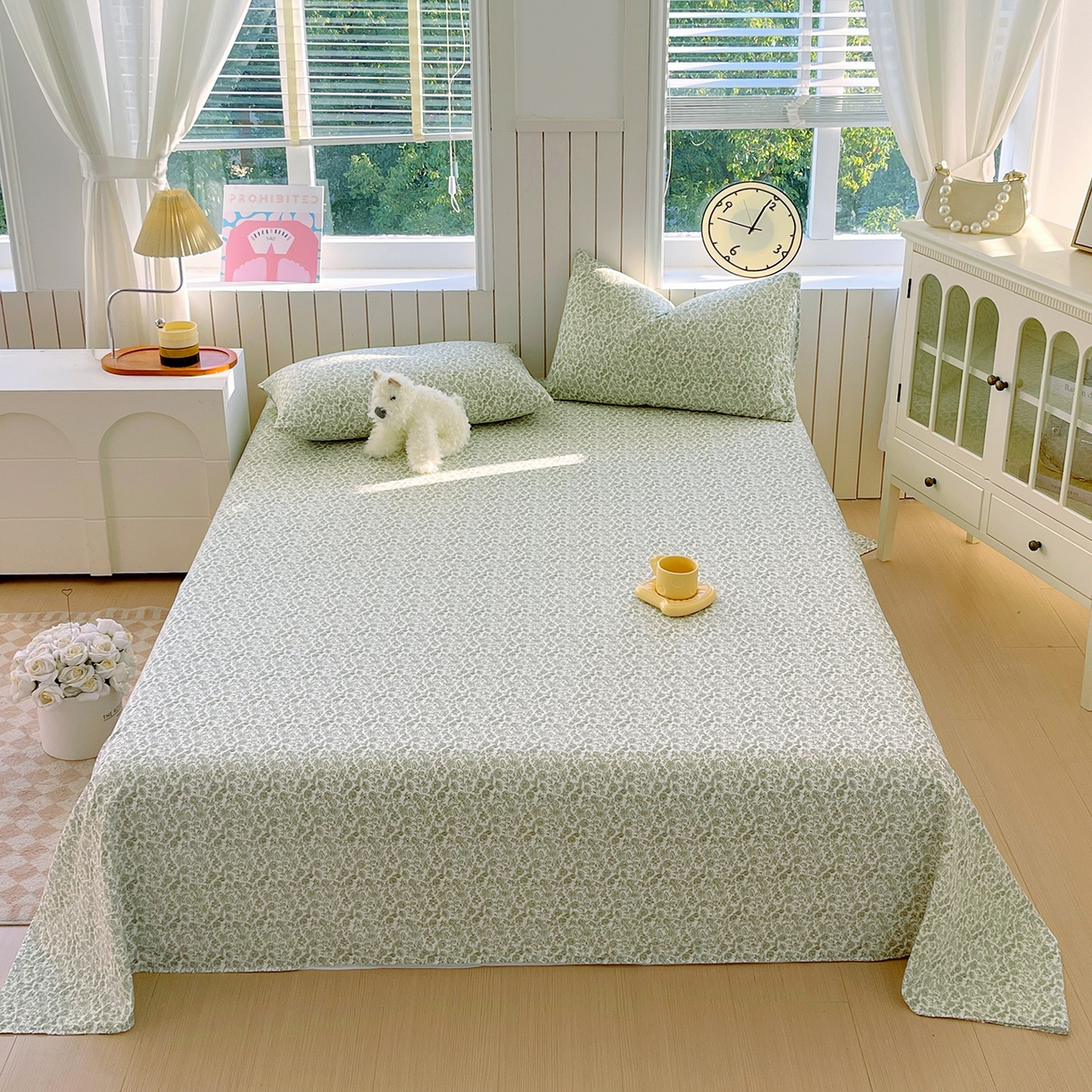 91家纺网 家纺一手货源 找家纺 春皖家纺 2026新款A类全棉有氧双层纱印花四件套单品系列-单床单 暮春