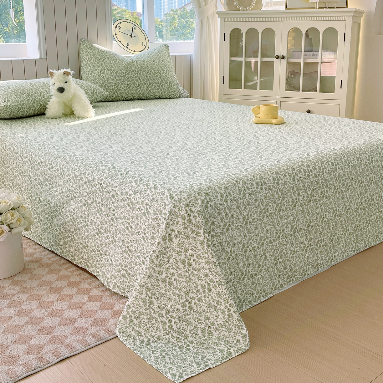 91家纺网 家纺一手货源 找家纺 春皖家纺 2026新款A类全棉有氧双层纱印花四件套单品系列-单床单 暮春