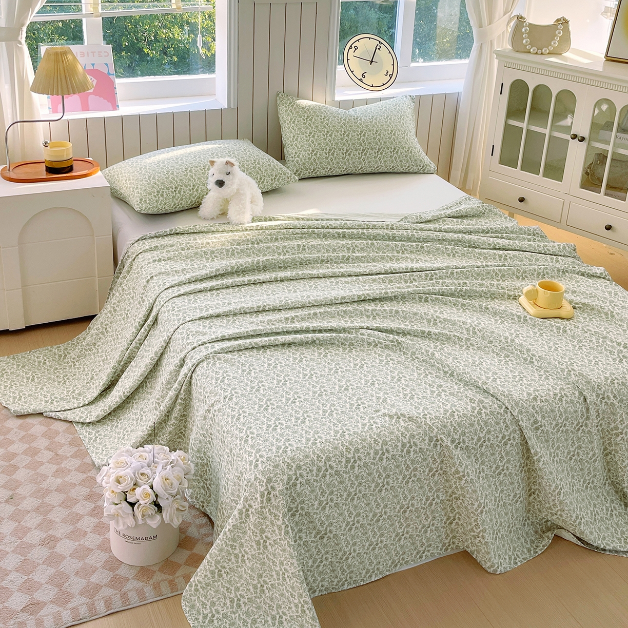 91家纺网 家纺一手货源 找家纺 春皖家纺 2026新款A类全棉有氧双层纱印花四件套单品系列-单床单 暮春