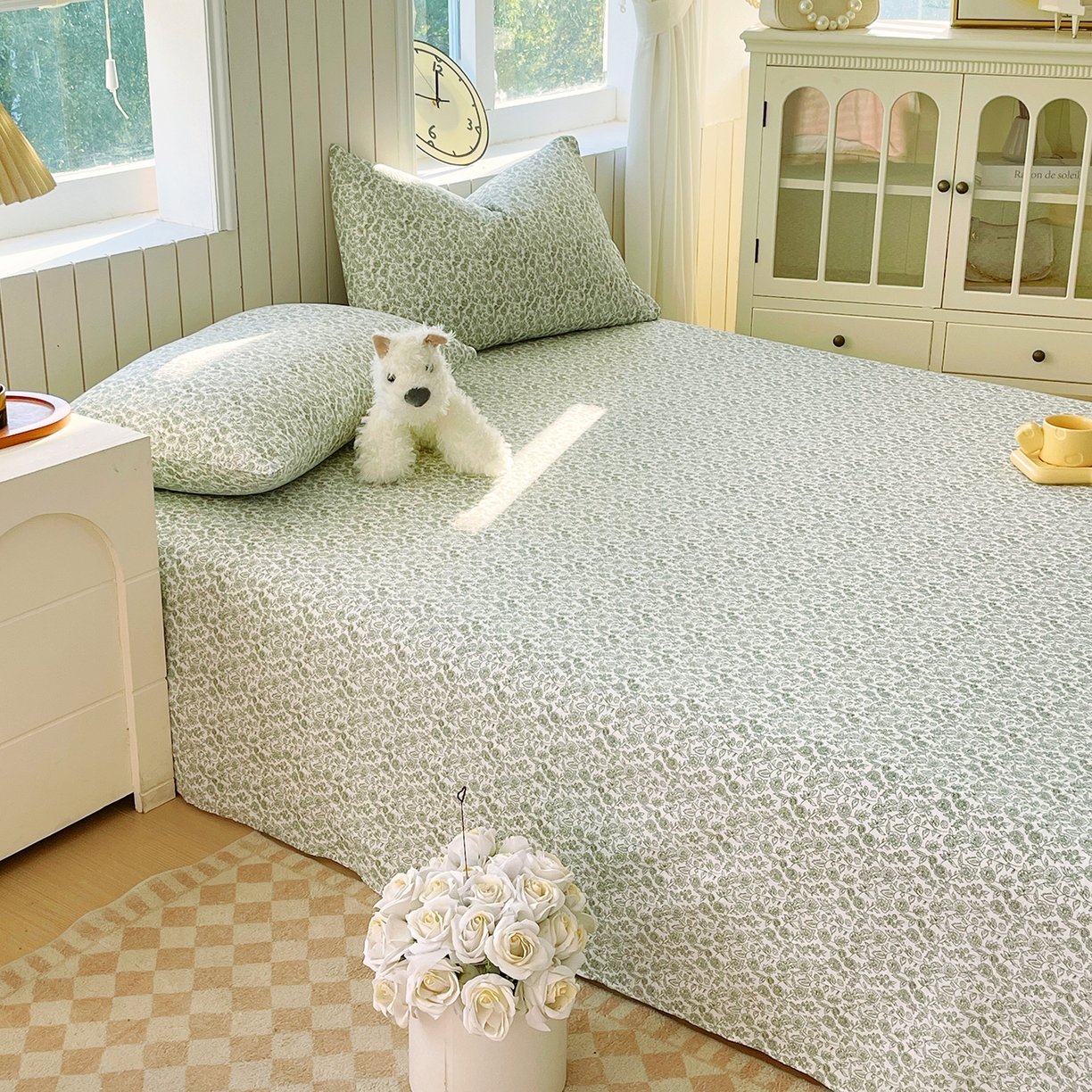 91家纺网 家纺一手货源 找家纺 春皖家纺 2026新款A类全棉有氧双层纱印花四件套单品系列-单床单 暮春