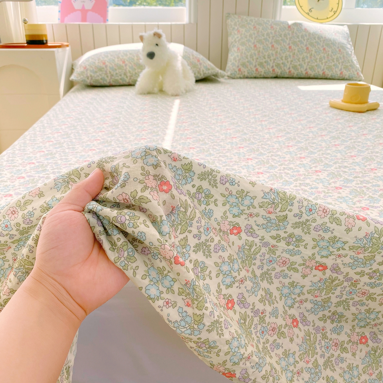 91家纺网 家纺一手货源 找家纺 春皖家纺 2026新款A类全棉有氧双层纱印花四件套单品系列-单床单 花町