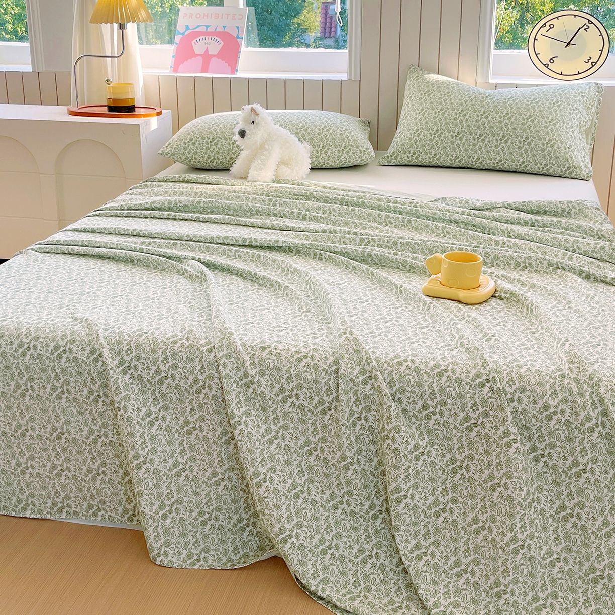 91家纺网 家纺一手货源 找家纺 春皖家纺 2026新款A类全棉有氧双层纱印花四件套单品系列-单床单 暮春