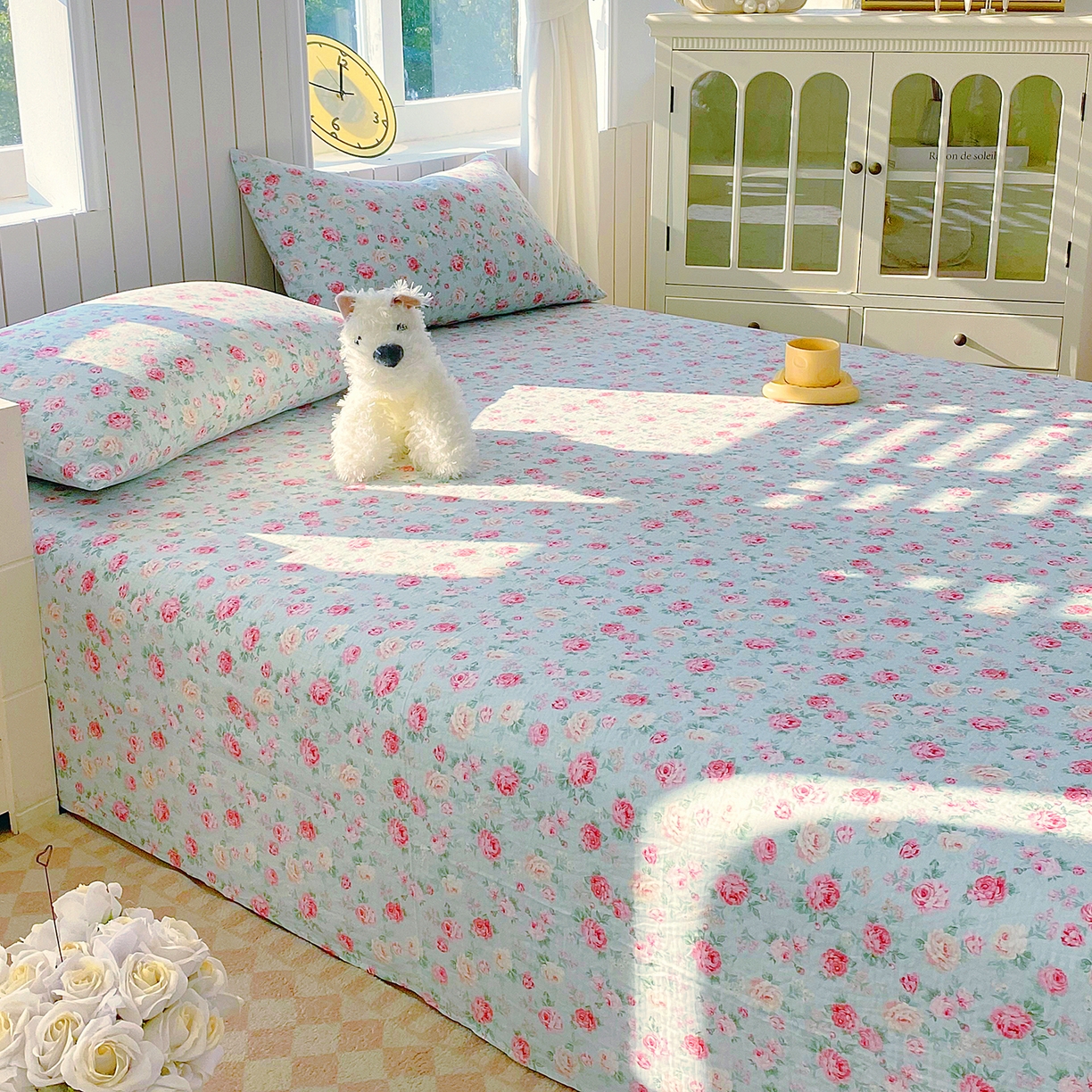 91家纺网 家纺一手货源 找家纺 春皖家纺 2026新款A类全棉有氧双层纱印花四件套单品系列-单床单 桂语兰庭