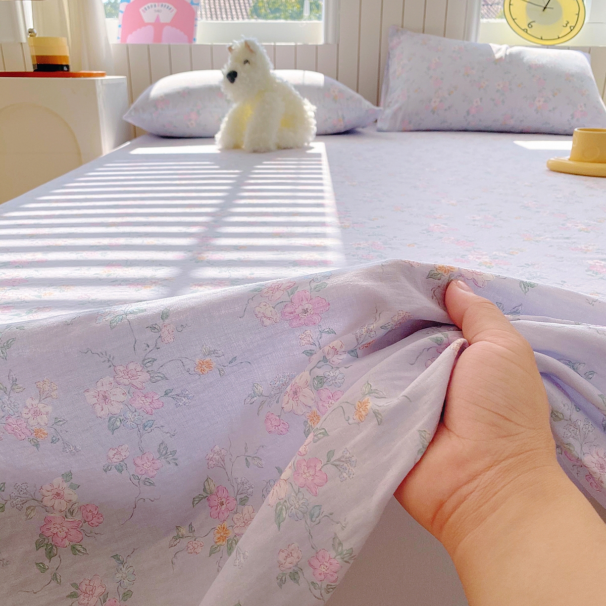 91家纺网 家纺一手货源 找家纺 春皖家纺 2026新款A类全棉有氧双层纱印花四件套单品系列-单床单 雾色里德