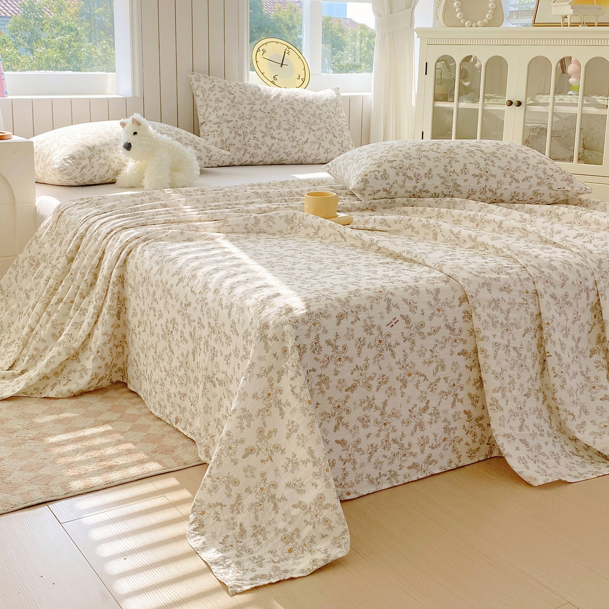 91家纺网 家纺一手货源 找家纺 春皖家纺 2026新款A类全棉有氧双层纱印花四件套单品系列-单床单 花织