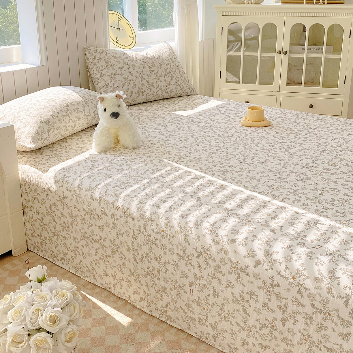 91家纺网 家纺一手货源 找家纺 春皖家纺 2026新款A类全棉有氧双层纱印花四件套单品系列-单床单 花织