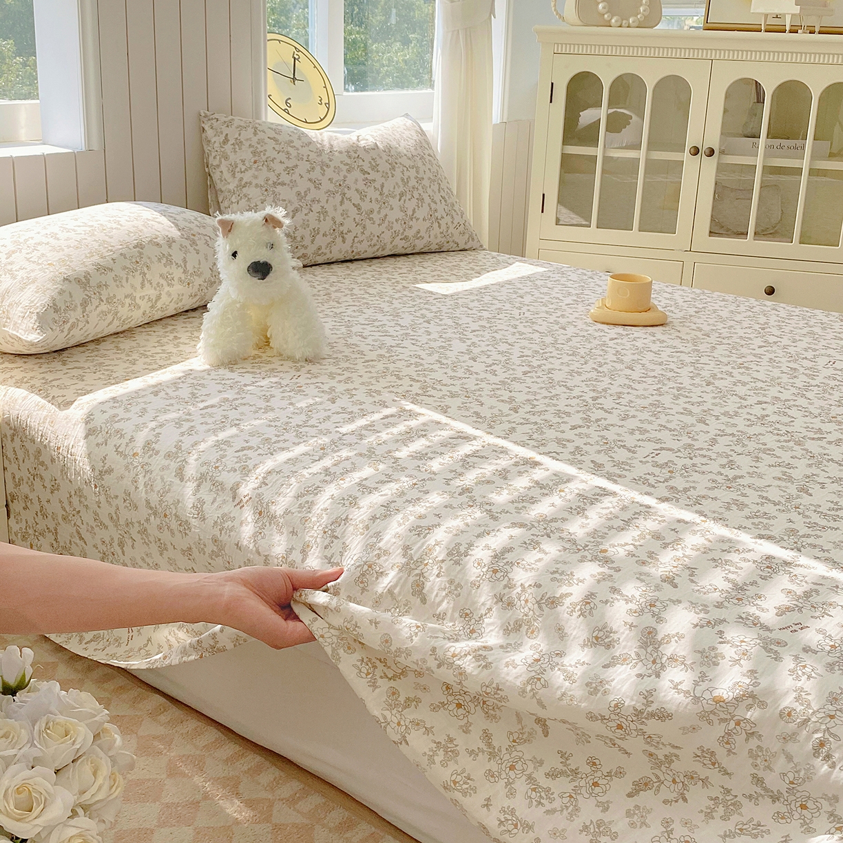 91家纺网 家纺一手货源 找家纺 春皖家纺 2026新款A类全棉有氧双层纱印花四件套单品系列-单床单 花织