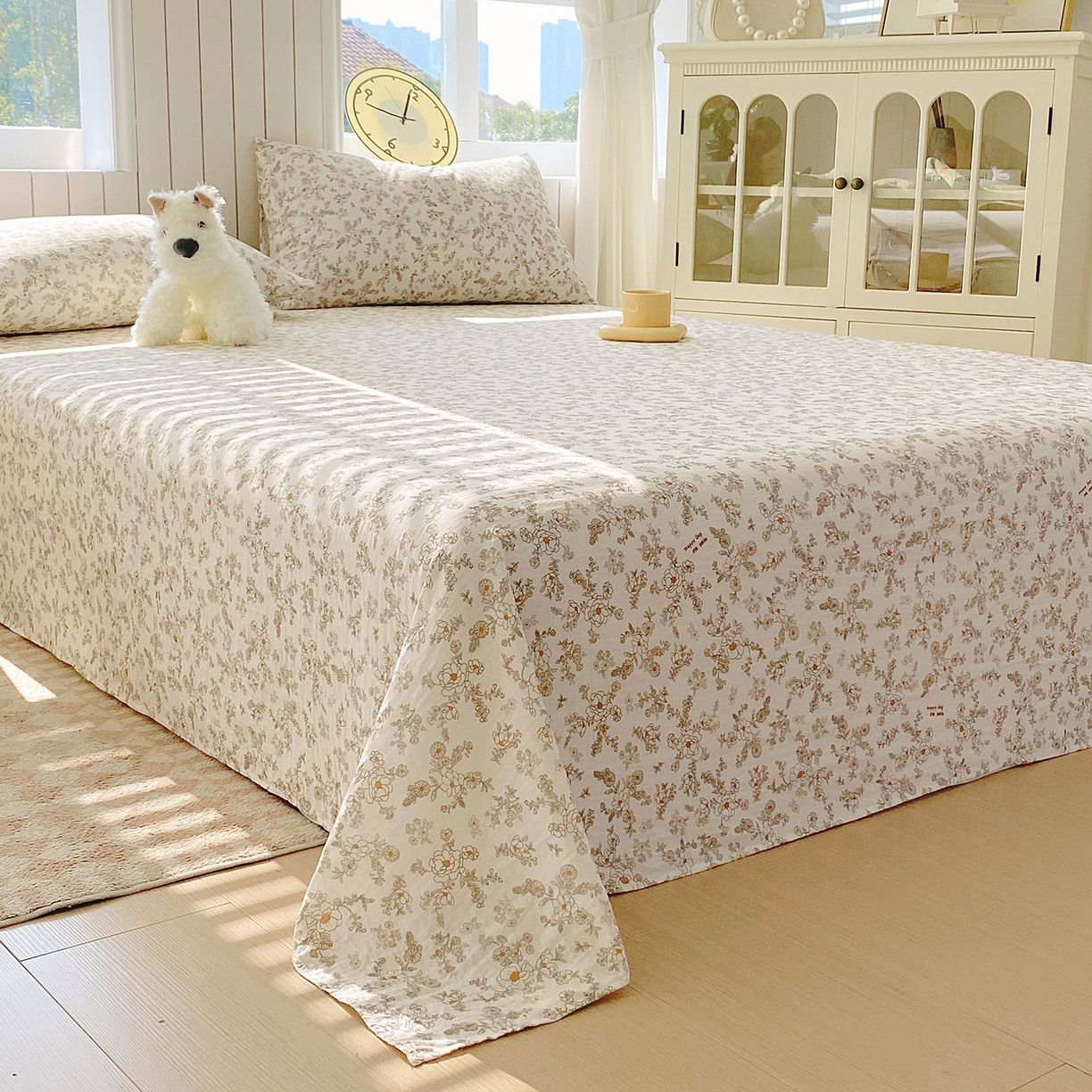 91家纺网 家纺一手货源 找家纺 春皖家纺 2026新款A类全棉有氧双层纱印花四件套单品系列-单床单 花织