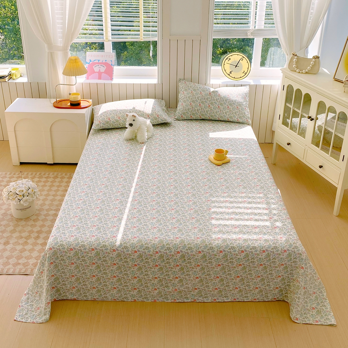 91家纺网 家纺一手货源 找家纺 春皖家纺 2026新款A类全棉有氧双层纱印花四件套单品系列-单床单 花町