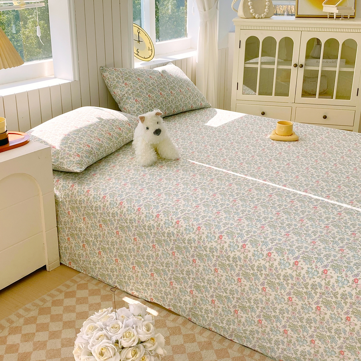 91家纺网 家纺一手货源 找家纺 春皖家纺 2026新款A类全棉有氧双层纱印花四件套单品系列-单床单 花町