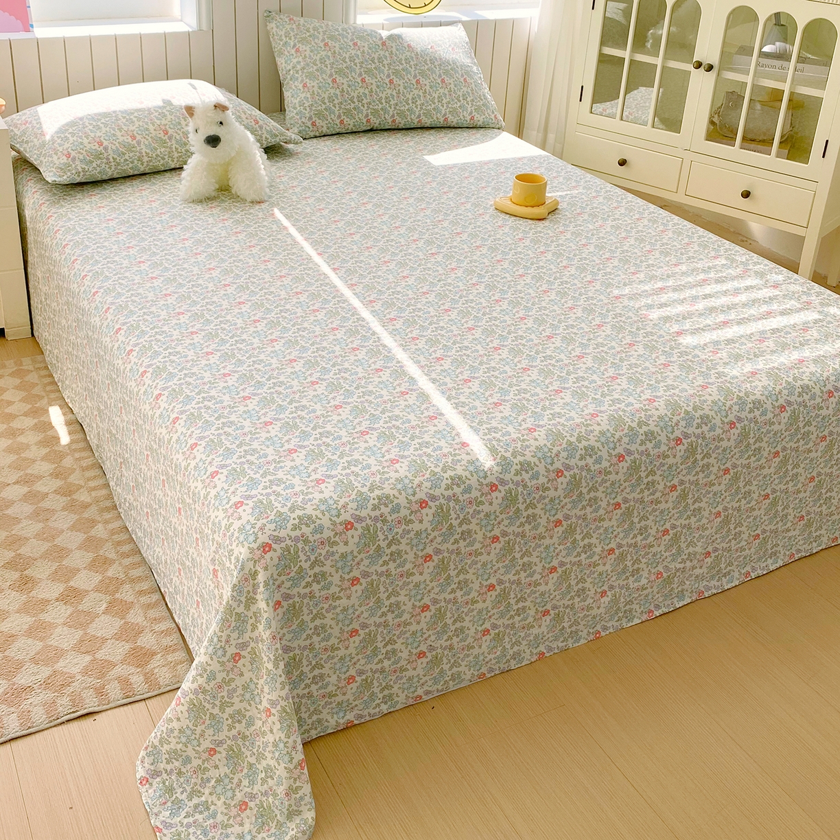 91家纺网 家纺一手货源 找家纺 春皖家纺 2026新款A类全棉有氧双层纱印花四件套单品系列-单床单 花町