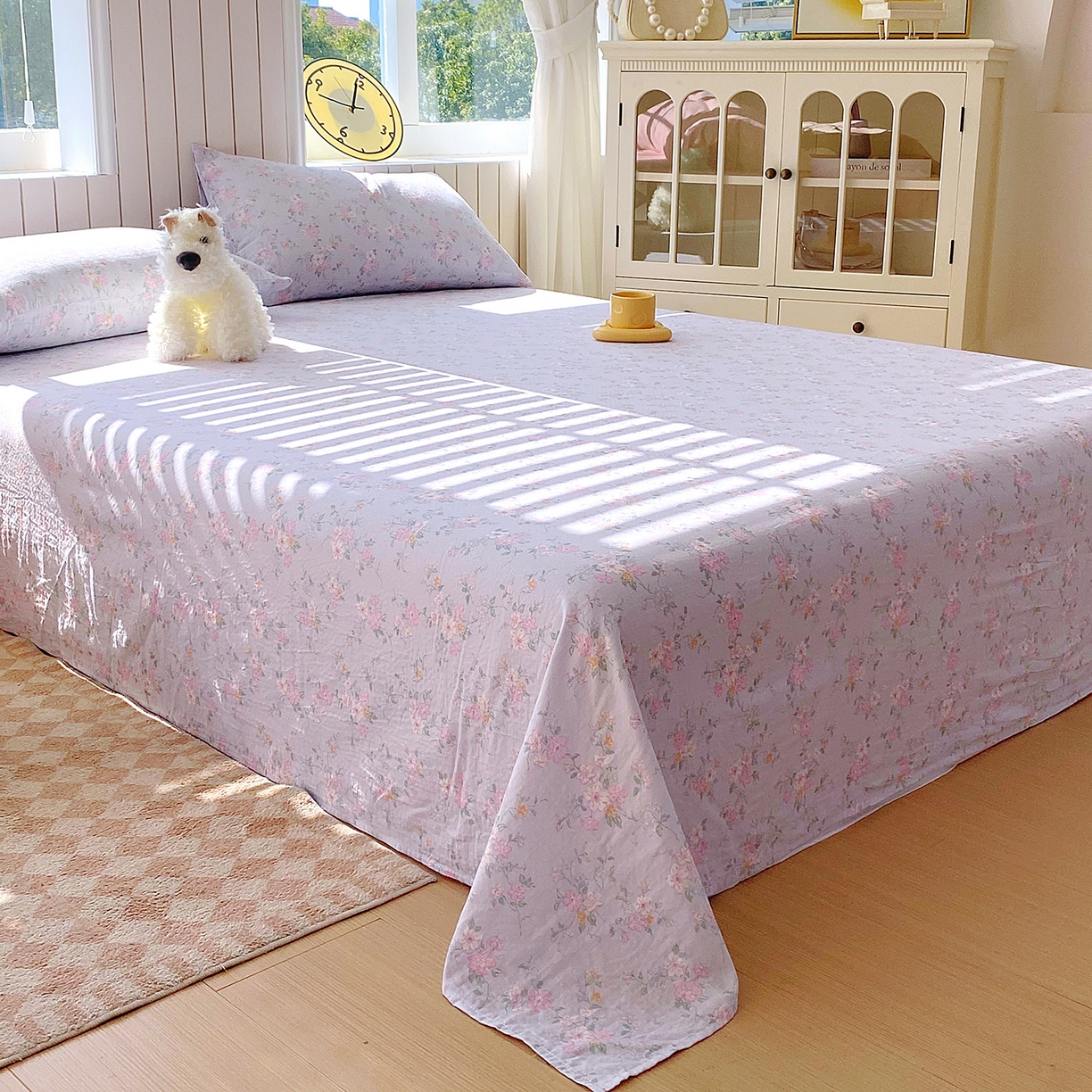 91家纺网 家纺一手货源 找家纺 春皖家纺 2026新款A类全棉有氧双层纱印花四件套单品系列-单床单 雾色里德