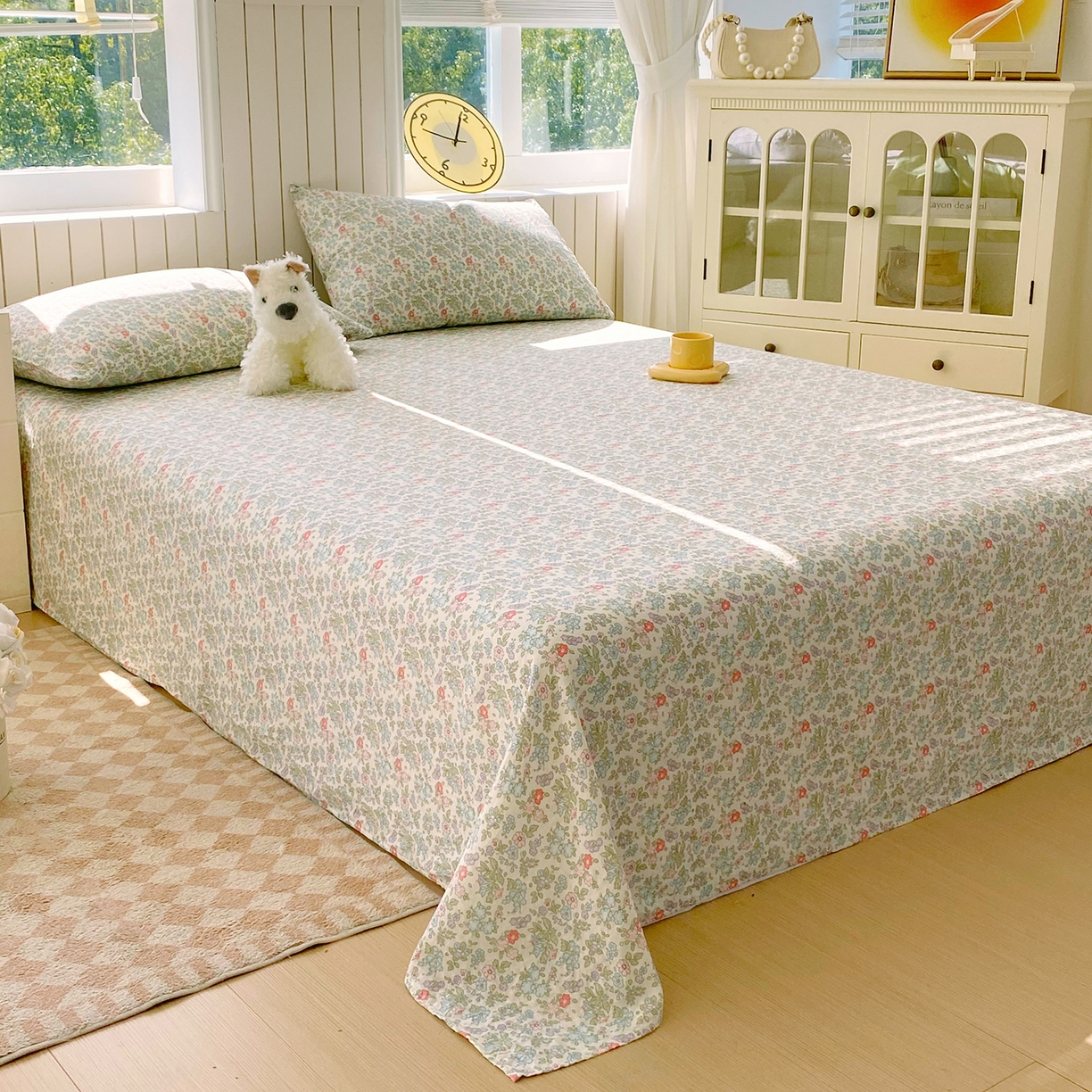 91家纺网 家纺一手货源 找家纺 春皖家纺 2026新款A类全棉有氧双层纱印花四件套单品系列-单床单 花町