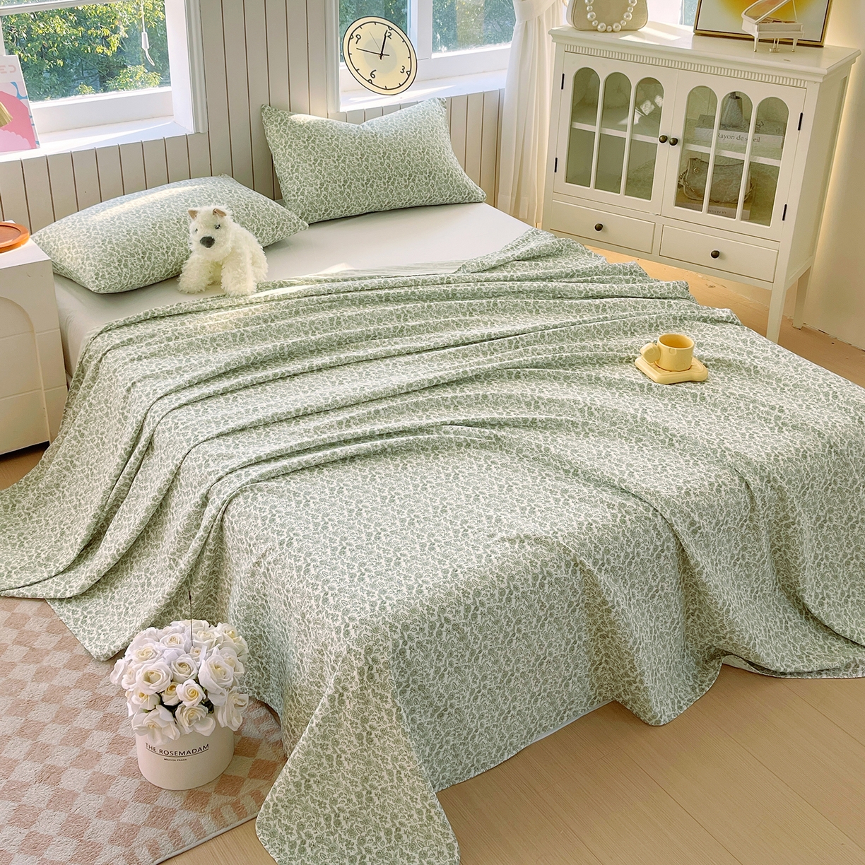 91家纺网 家纺一手货源 找家纺 春皖家纺 2026新款A类全棉有氧双层纱印花四件套单品系列-单床单 暮春