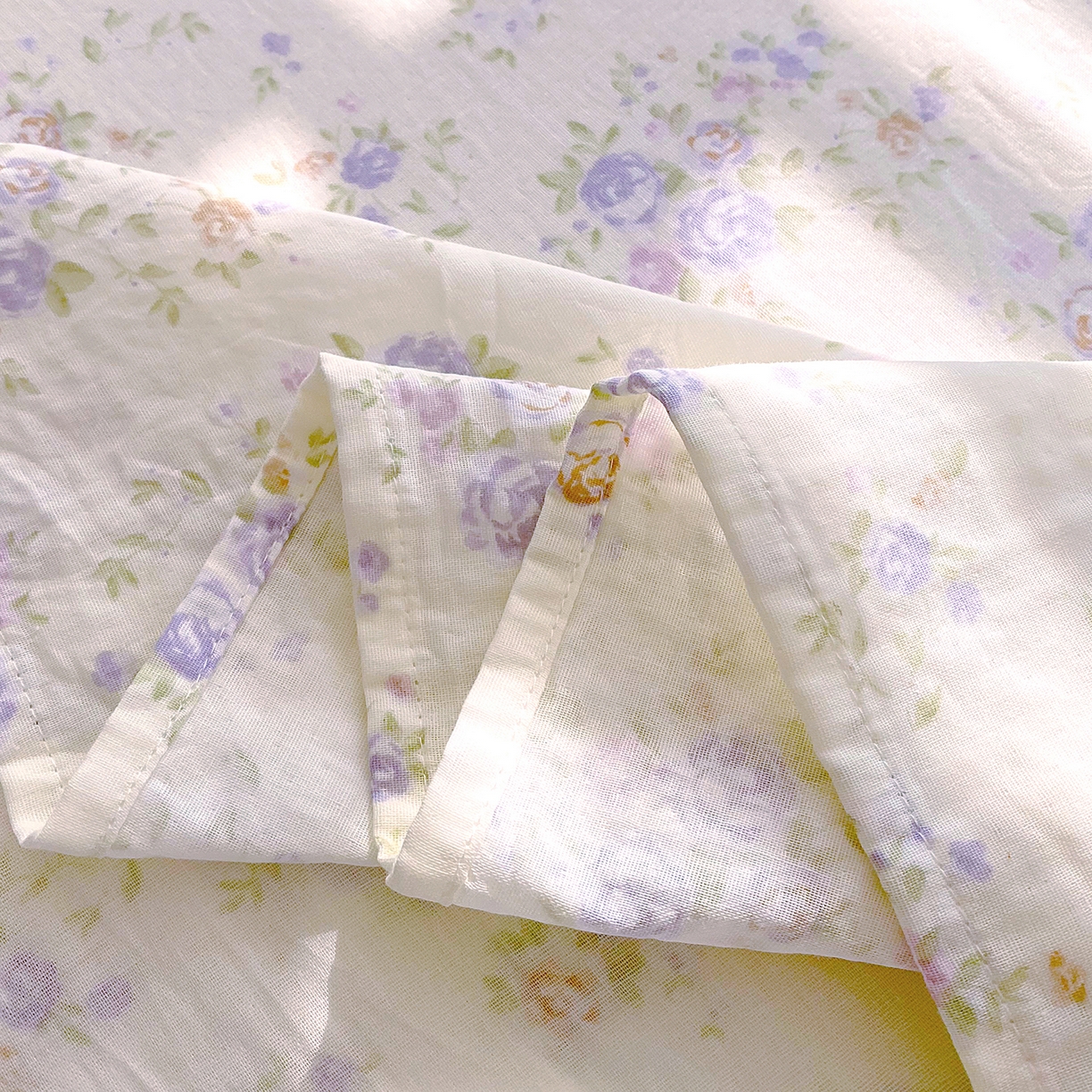 91家纺网 家纺一手货源 找家纺 春皖家纺 2026新款A类全棉有氧双层纱印花四件套单品系列-单床单 雾染玫瑰