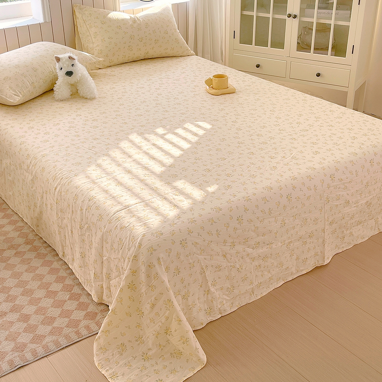 91家纺网 家纺一手货源 找家纺 春皖家纺 2026新款A类全棉有氧双层纱印花四件套单品系列-单床单 晴丝一缕