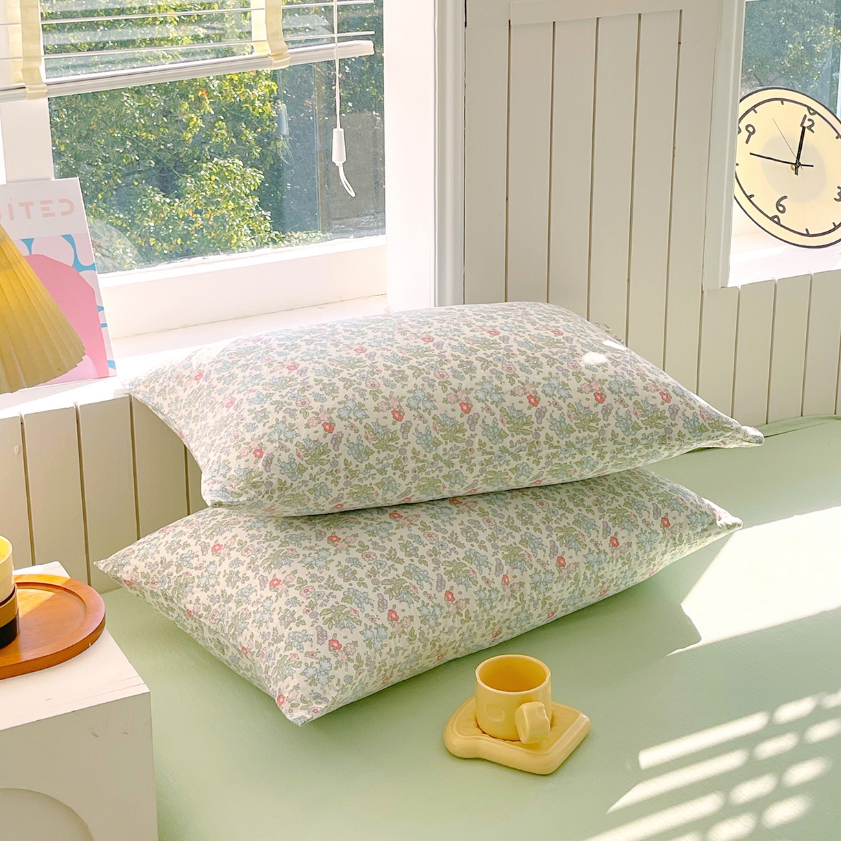 91家纺网 家纺一手货源 找家纺 春皖家纺 2026新款A类全棉有氧双层纱印花四件套单品系列-单枕套 花町