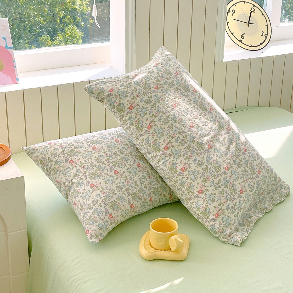 91家纺网 家纺一手货源 找家纺 春皖家纺 2026新款A类全棉有氧双层纱印花四件套单品系列-单枕套 花町