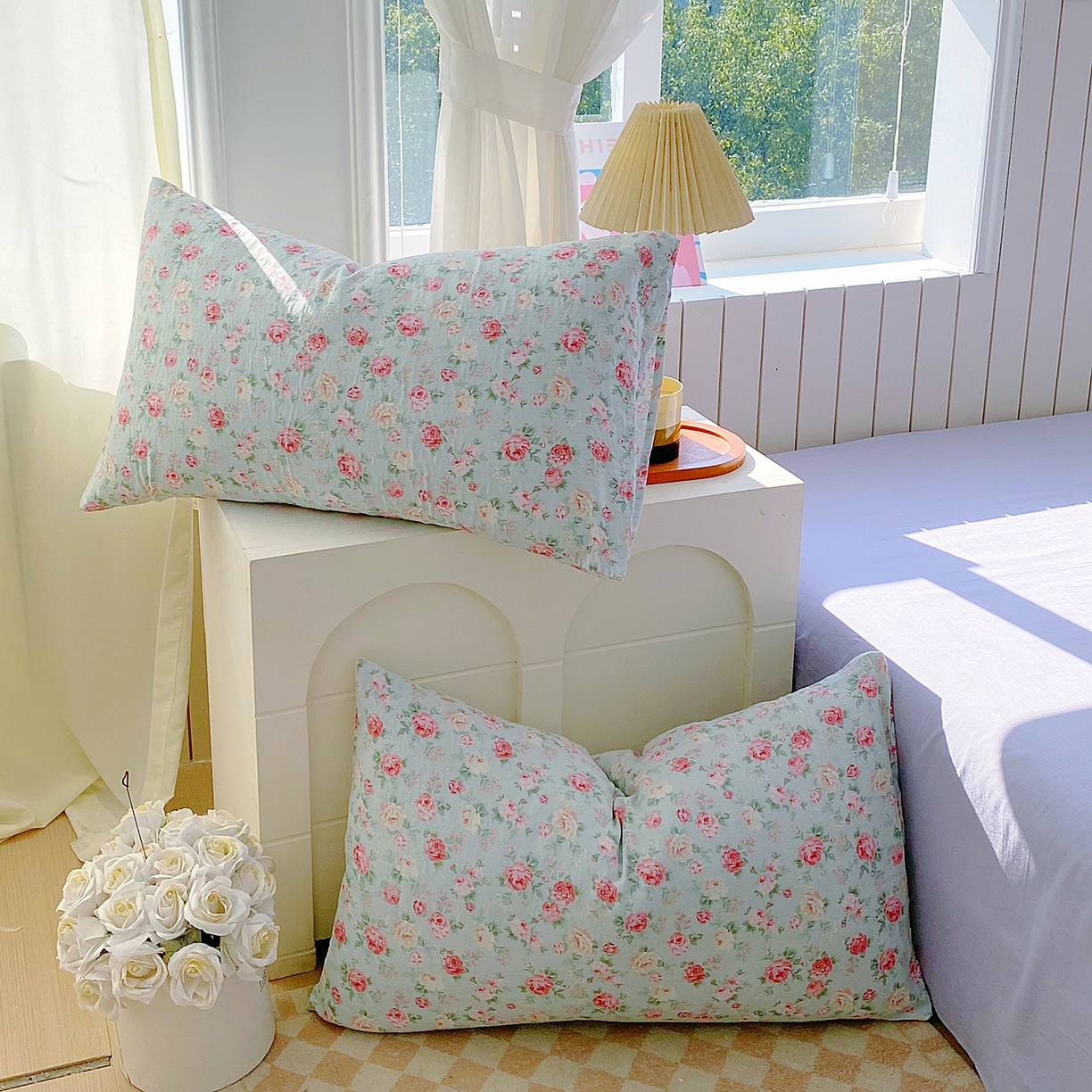 91家纺网 家纺一手货源 找家纺 春皖家纺 2026新款A类全棉有氧双层纱印花四件套单品系列-单枕套 桂语兰庭