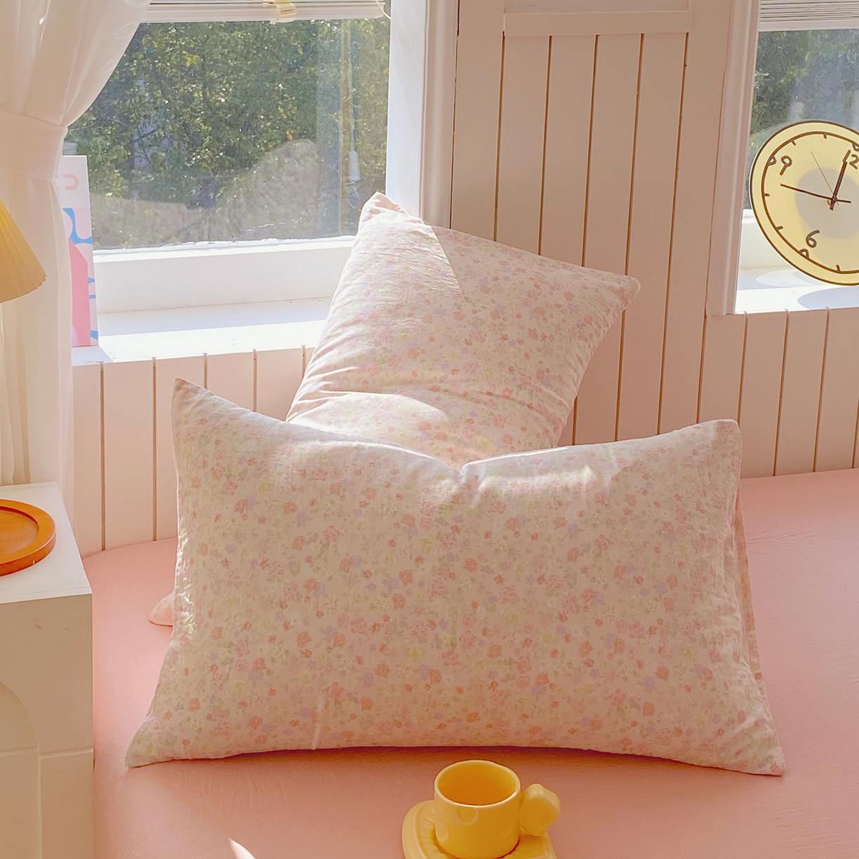 91家纺网 家纺一手货源 找家纺 春皖家纺 2026新款A类全棉有氧双层纱印花四件套单品系列-单枕套 旧梦朝花