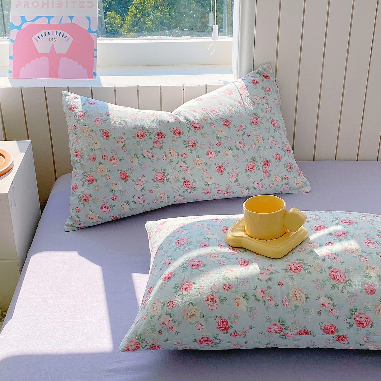 91家纺网 家纺一手货源 找家纺 春皖家纺 2026新款A类全棉有氧双层纱印花四件套单品系列-单枕套 桂语兰庭