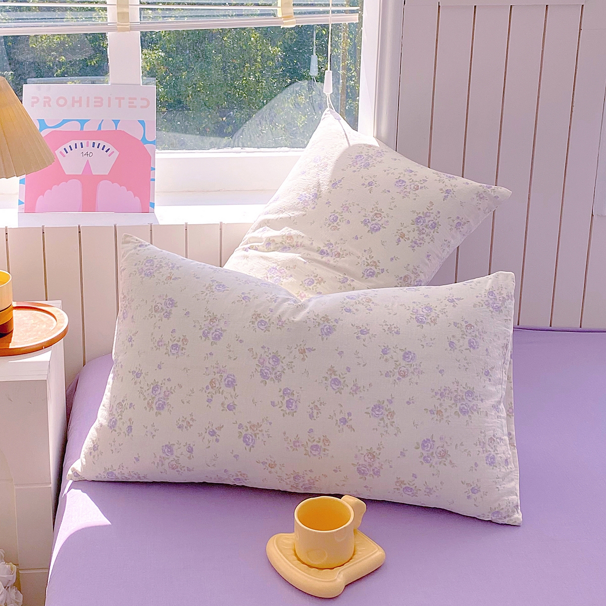 91家纺网 家纺一手货源 找家纺 春皖家纺 2026新款A类全棉有氧双层纱印花四件套单品系列-单枕套 雾染玫瑰