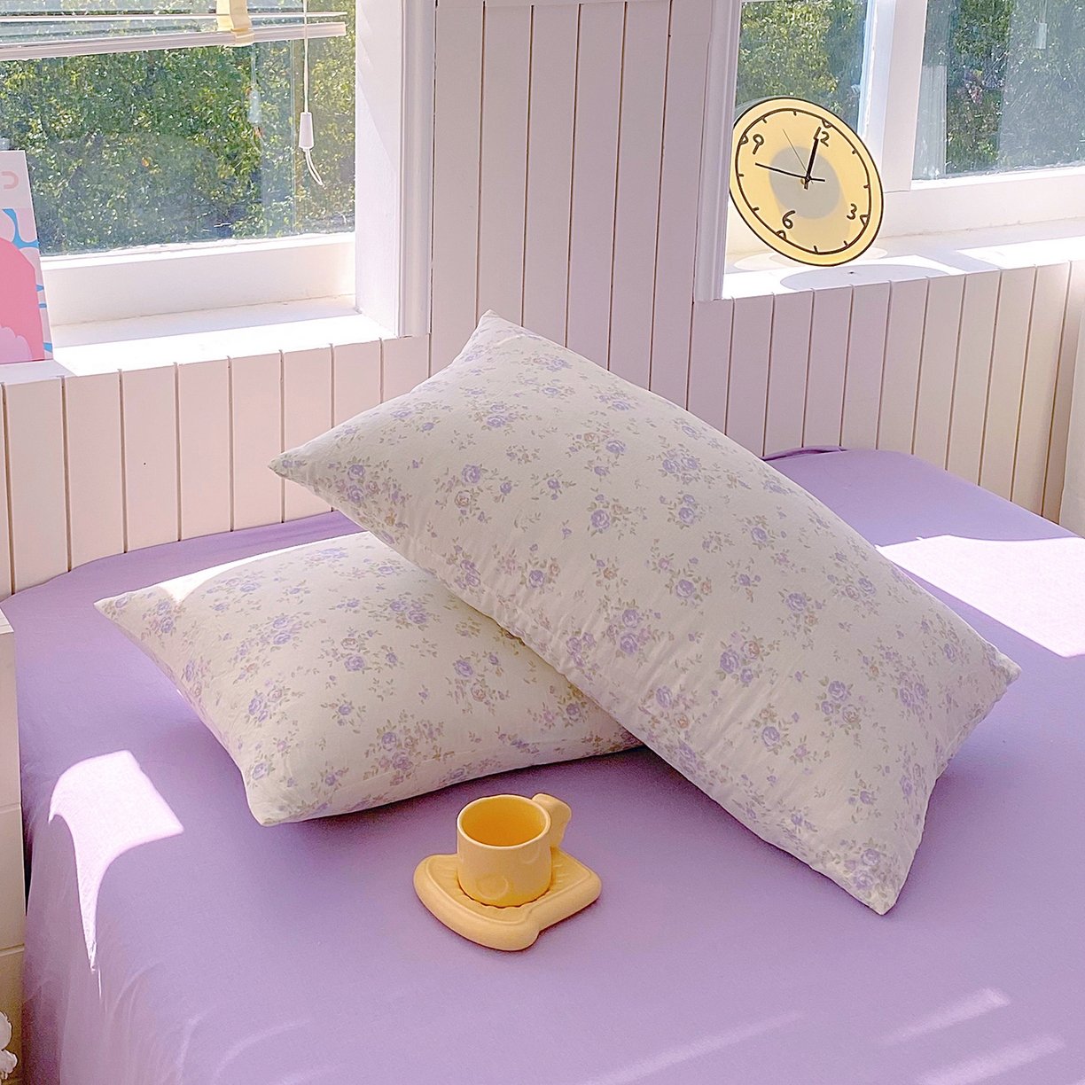 91家纺网 家纺一手货源 找家纺 春皖家纺 2026新款A类全棉有氧双层纱印花四件套单品系列-单枕套 雾染玫瑰