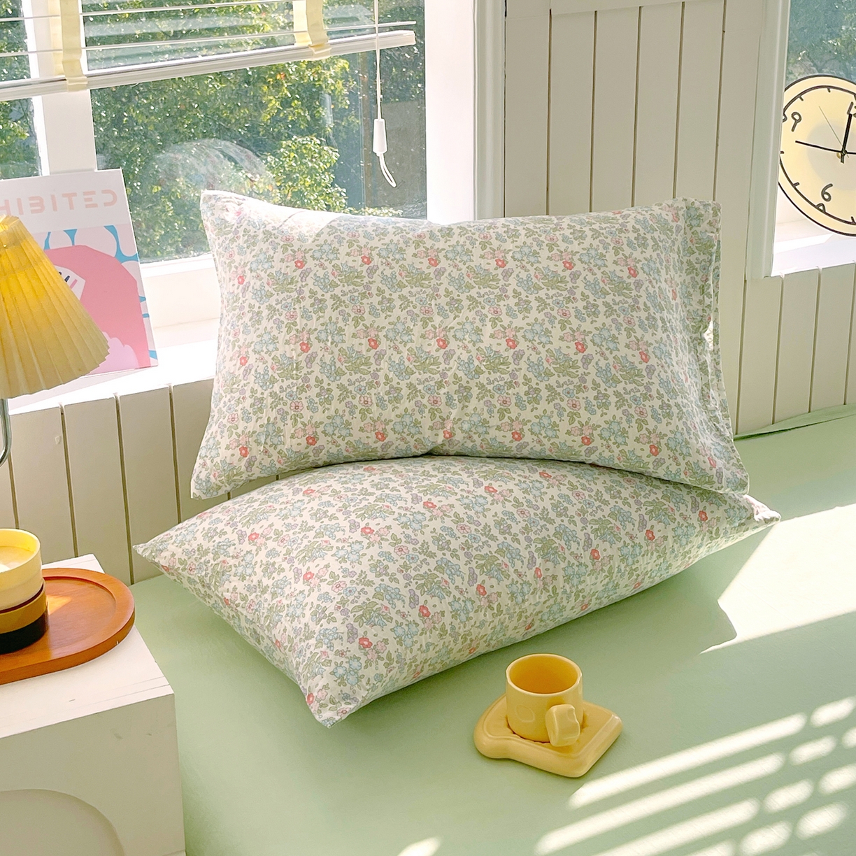 91家纺网 家纺一手货源 找家纺 春皖家纺 2026新款A类全棉有氧双层纱印花四件套单品系列-单枕套 花町