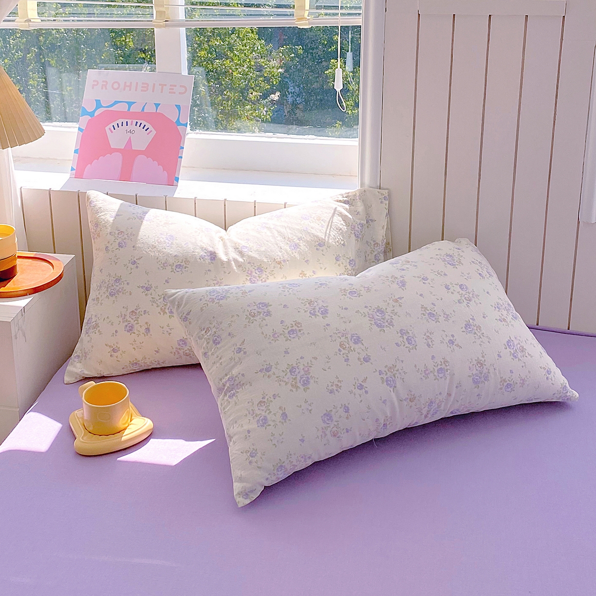 91家纺网 家纺一手货源 找家纺 春皖家纺 2026新款A类全棉有氧双层纱印花四件套单品系列-单枕套 雾染玫瑰