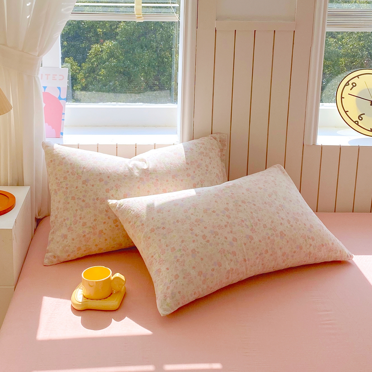 91家纺网 家纺一手货源 找家纺 春皖家纺 2026新款A类全棉有氧双层纱印花四件套单品系列-单枕套 旧梦朝花