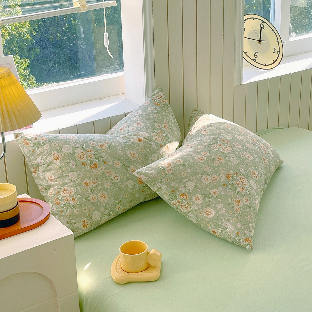 91家纺网 家纺一手货源 找家纺 春皖家纺 2026新款A类全棉有氧双层纱印花四件套单品系列-单枕套 青茵