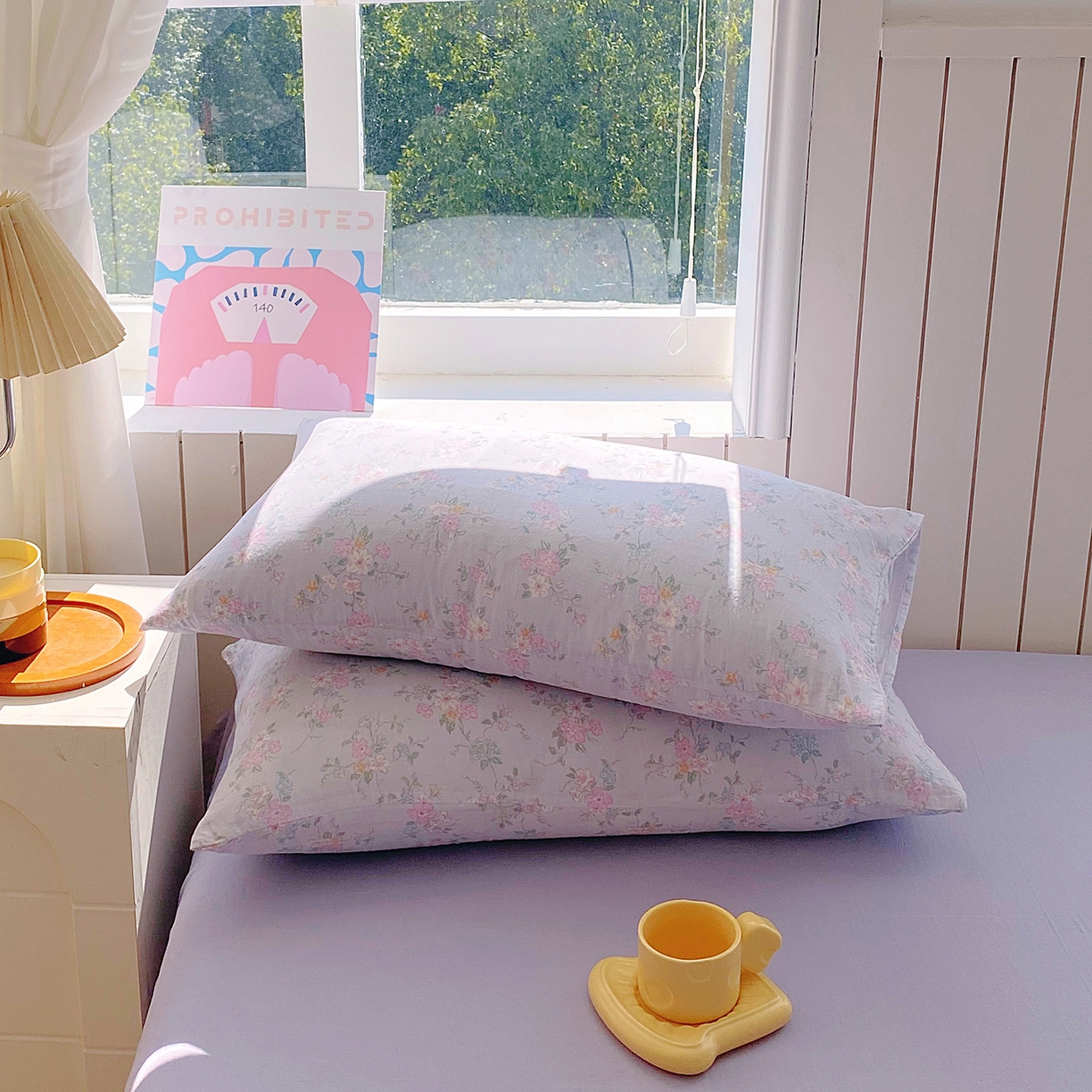 91家纺网 家纺一手货源 找家纺 春皖家纺 2026新款A类全棉有氧双层纱印花四件套单品系列-单枕套 雾色里德