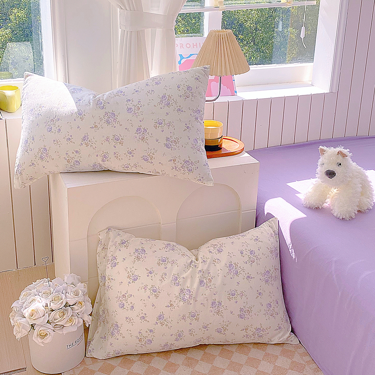 91家纺网 家纺一手货源 找家纺 春皖家纺 2026新款A类全棉有氧双层纱印花四件套单品系列-单枕套 雾染玫瑰