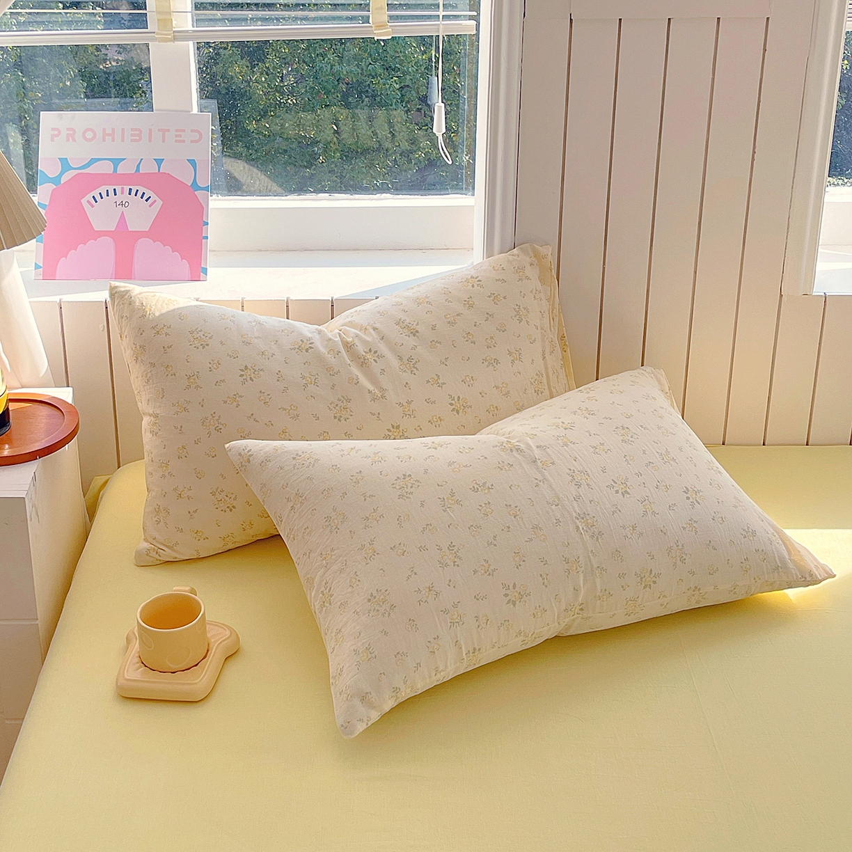 春皖家纺 2026新款A类全棉有氧双层纱印花四件套单品系列-单枕套 晴丝一缕