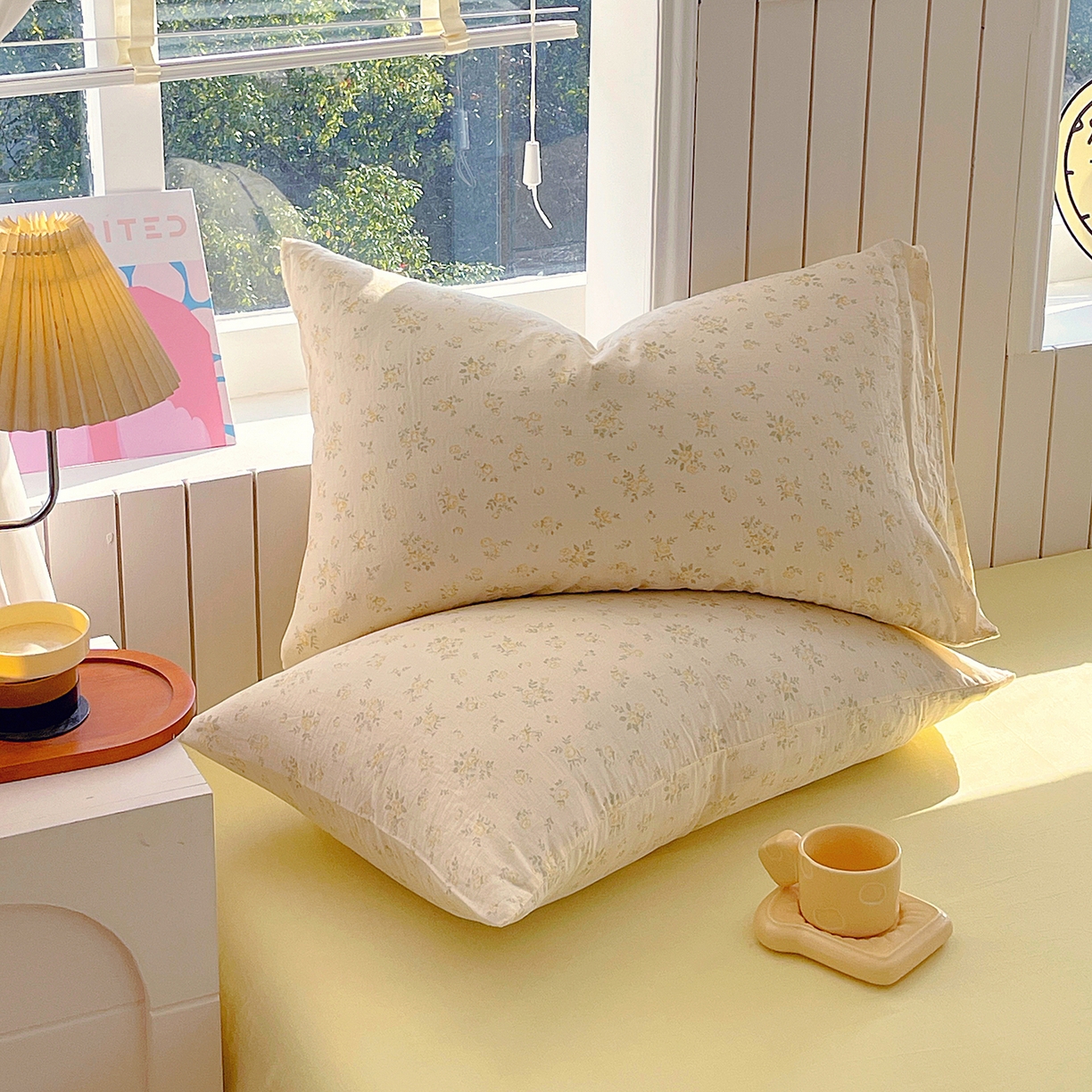 91家纺网 家纺一手货源 找家纺 春皖家纺 2026新款A类全棉有氧双层纱印花四件套单品系列-单枕套 晴丝一缕