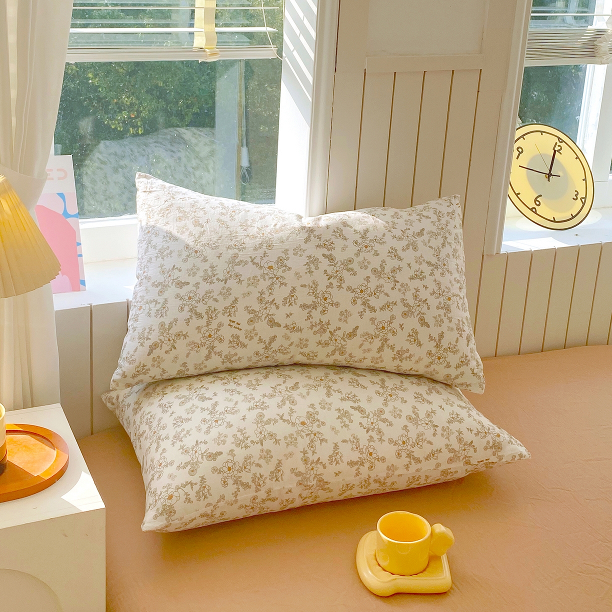 91家纺网 家纺一手货源 找家纺 春皖家纺 2026新款A类全棉有氧双层纱印花四件套单品系列-单枕套 花织