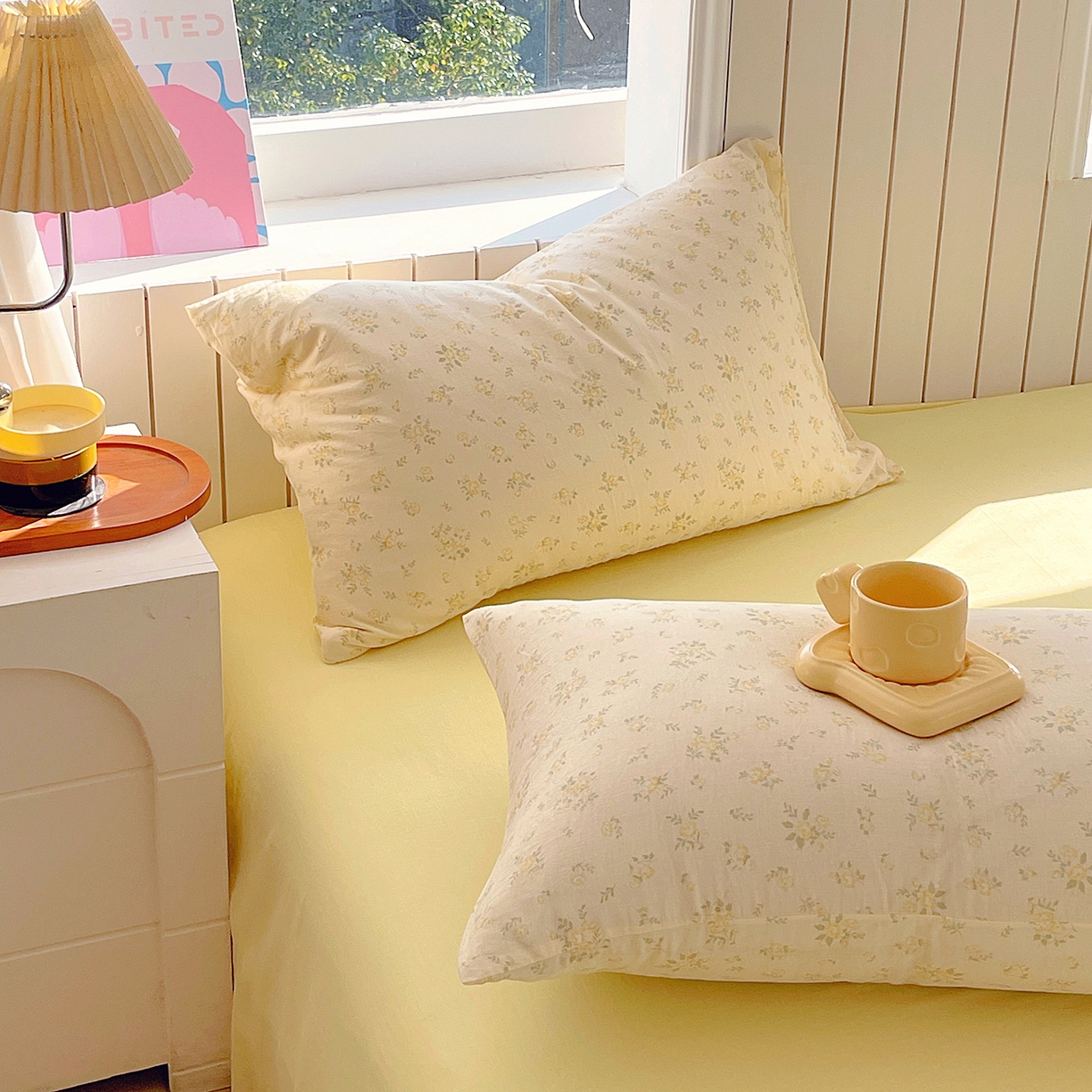 91家纺网 家纺一手货源 找家纺 春皖家纺 2026新款A类全棉有氧双层纱印花四件套单品系列-单枕套 晴丝一缕