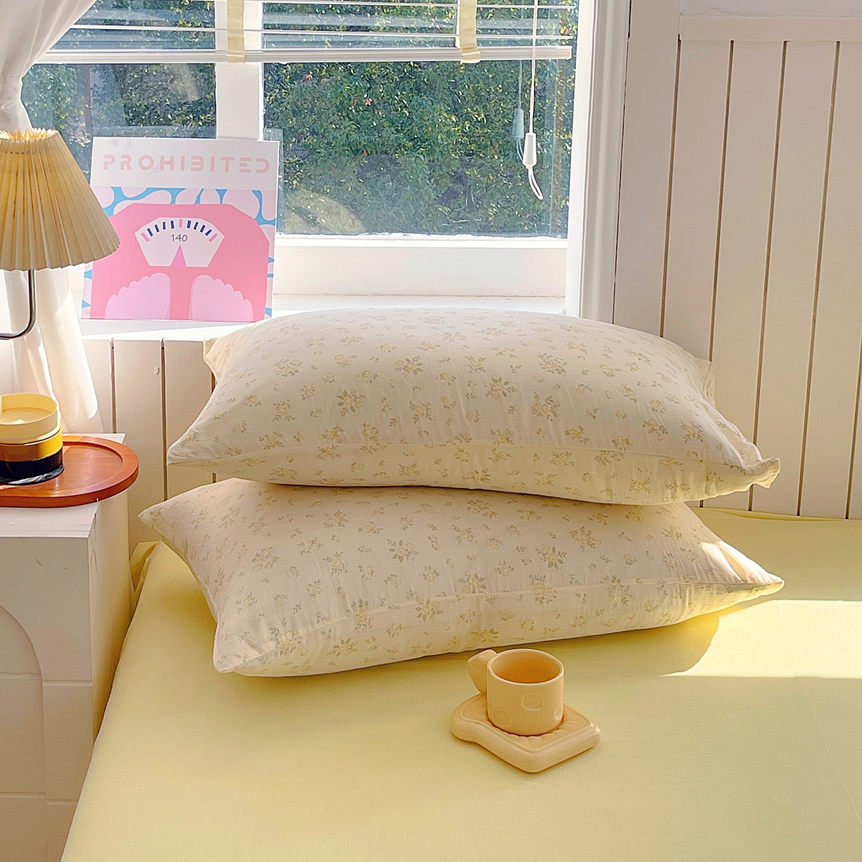 91家纺网 家纺一手货源 找家纺 春皖家纺 2026新款A类全棉有氧双层纱印花四件套单品系列-单枕套 晴丝一缕