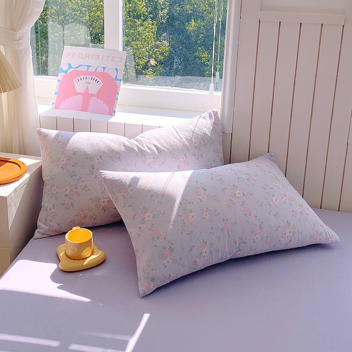 91家纺网 家纺一手货源 找家纺 春皖家纺 2026新款A类全棉有氧双层纱印花四件套单品系列-单枕套 雾色里德