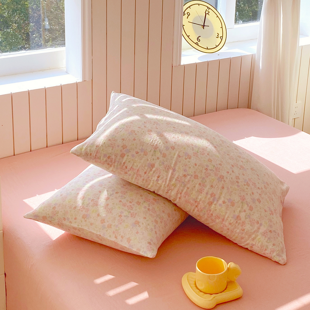 91家纺网 家纺一手货源 找家纺 春皖家纺 2026新款A类全棉有氧双层纱印花四件套单品系列-单枕套 旧梦朝花