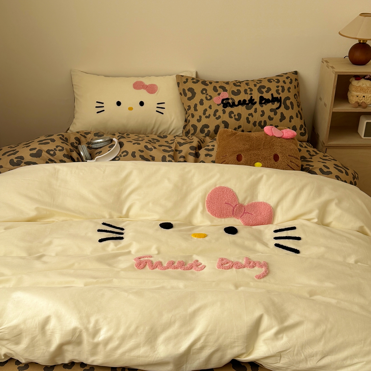 91家纺网 家纺一手货源 找家纺 （总）桃喜 2026新款40支全棉12868四件套-黑皮猫猫